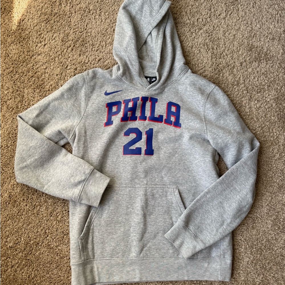 Nike Gray 76ers Philadelphia Sixers PHILA 21 Joel Embiid Youth XL Hoodie